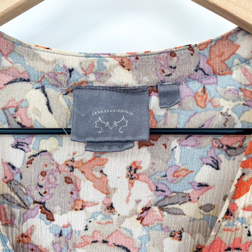 Anthropologie Vanessa Virginia Floral Button Front Tunic Top Size X-Small - Picture 6 of 9